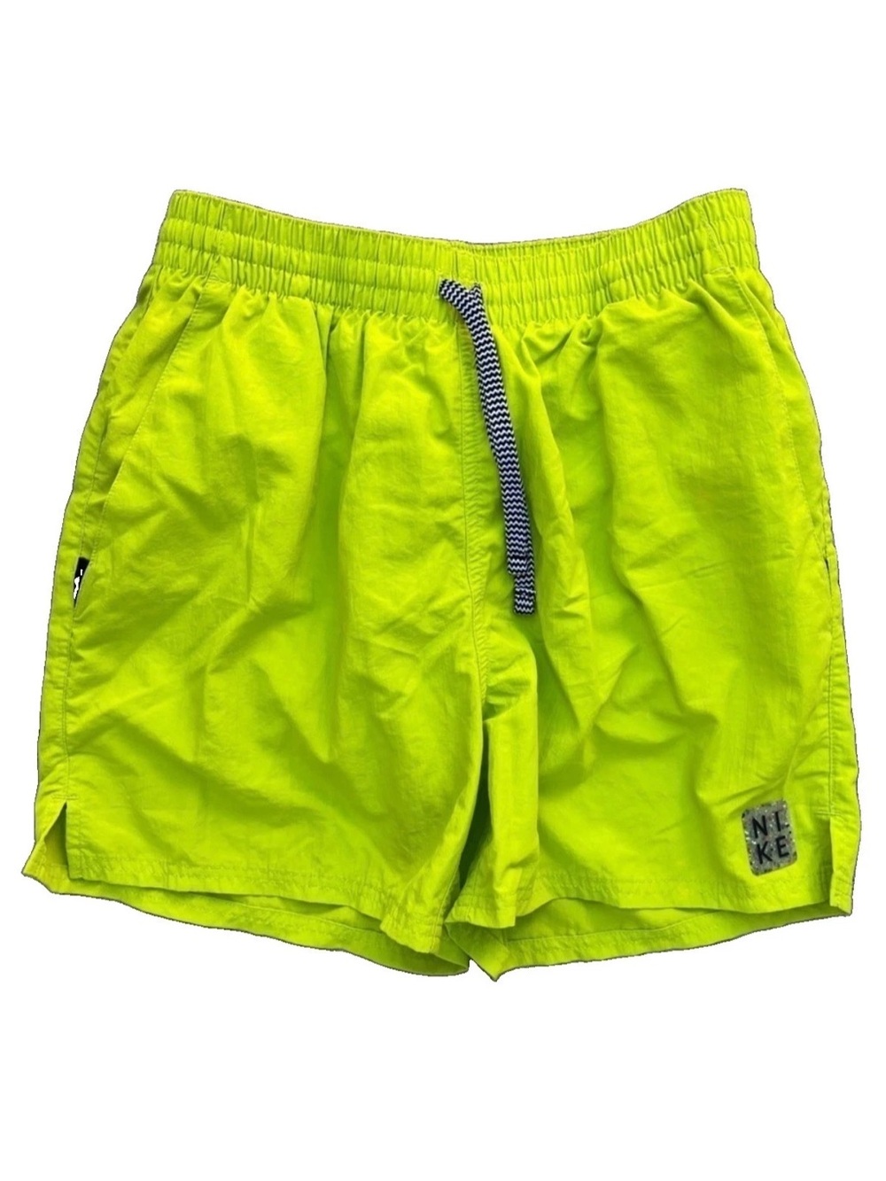 Nike Men's Swim Trunks Shorts Bright Yellow Medium Pockets Lined, EUC